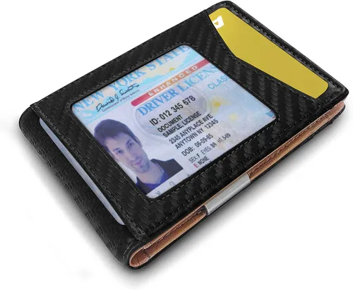 Vista 3 de Cartera Bulliant fina para hombre, cartera de piel para hombre con bolsillo delantero para tarjetas, 7 x 10 x 27 cm (3" x 4.3"), 11 tarjetas+clip