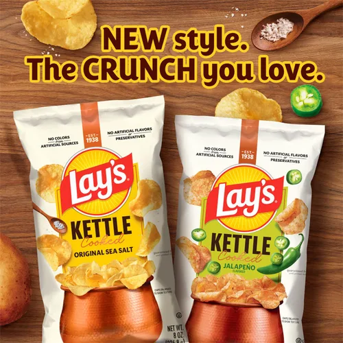 Vista 5 de Lay's Kettle Cooked - Papas fritas sabor jalapeño, 0.85 onzas (paquete con 40 unidades)