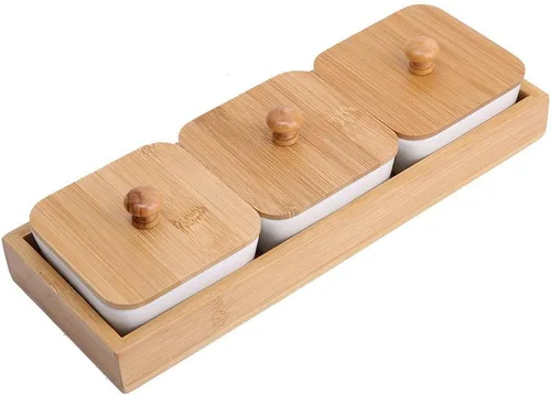 Vista 5 de TOPINCN Plato de cerámica para servir, plato rectangular con cubierta de bandeja, plato de postre para fiestas, aperitivos y cenas