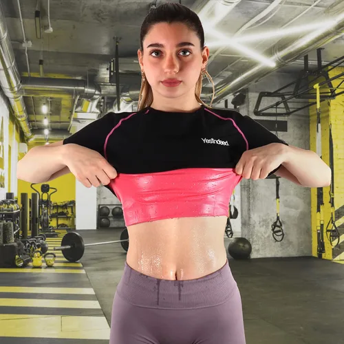Vista 3 de Sudadera deportiva para mujer camiseta sin mangas de entrenamiento prémium para adelgazar y moldear el cuerpo pérdida de peso y desintoxicación Negro