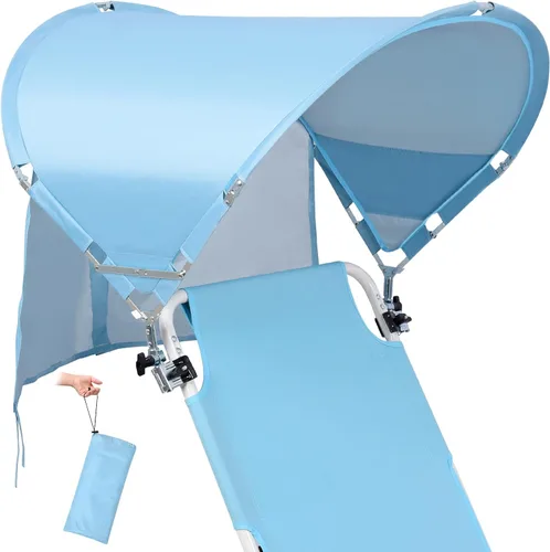 Vista 11 de Toldo universal XL resistente al viento para silla, extra grande plegable UPF 50+ con abrazadera ajustable, se adapta a la mayoría de la playa