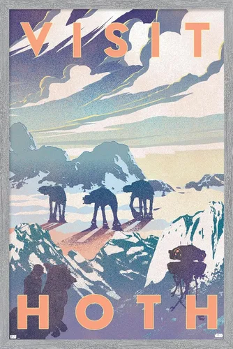 Vista 14 de Trends International Star Wars: Hoth - Póster de pared Visit Hoth, 14.725 x 22.375 pulgadas, versión enmarcada de madera de granero