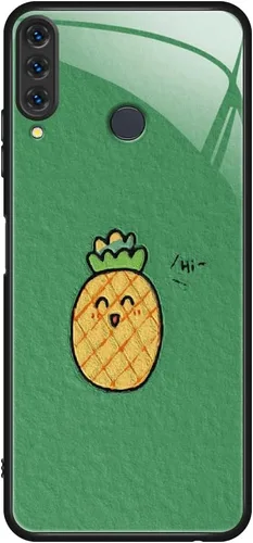 Vista 11 de Funda delgada compatible con Huawei P30 Lite, vidrio templado y TPU suave, funda protectora a prueba de golpes de frutas a prueba de golpes para Azul