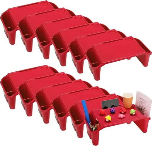 Vista 8 de Kisston 12 piezas de escritorio de regazo para niños, bandeja a granel, mesa de regazo, mesa de cama, escritorio de plástico con espacio