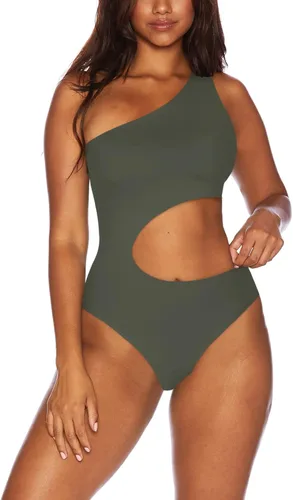 Vista 4 de REORIA Womens Sexy One Shoulder Cutout Waist Double Lined Sleeveless Going Out Tank Top Bodysuits