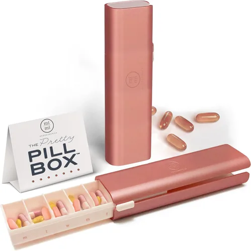 Vista 9 de Mimi Medcessories - Juego de pastilleros bonito - Organizador diario de pastillas elegante y compacto, estuche para pastillas y medicamentos