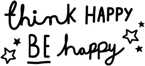 Vista 3 de Decaltor Think Happy Be Happy - Calcomanía para pared, con texto en inglés "Think Happy Be Happy" (texto en inglés) con texto en inglés "Think Happy
