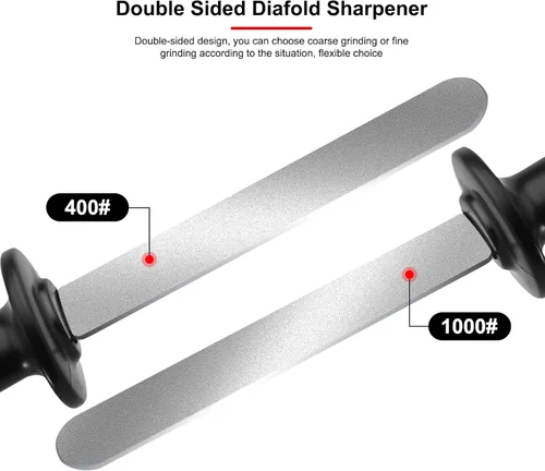 Vista 3 de Herramienta de mano multifunción de doble cara piedra afiladora, sacapuntas para afilar cuchillo, hacha, cuchilla de cortadora de césped, tijeras