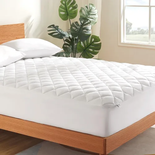 Vista 8 de SLEEP ZONE Protector de colchón Twin, Protector de colchón acolchado ajustable, Funda de colchón de bolsillo profundo que se estira hasta 21