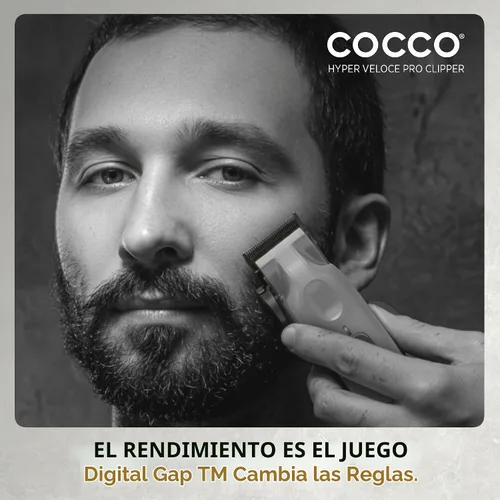 Vista 9 de Cocco Veloce Pro Clipper, Digital Gap Ambassador Graphene Taper Blade Profesional Clipper, Motor BLDC de alto par, totalmente metálico, inalámbrico