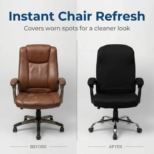 Vista 3 de WOMACO Fundas para silla de oficina, funda elástica para silla de computadora con fundas para reposabrazos, fundas universales para silla de jefe