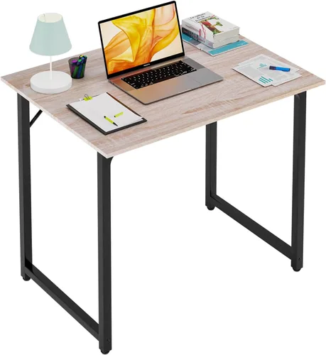 Vista 31 de PayLessHere Escritorio para computadora de 32 pulgadas Negro Escritorio de oficina con marco de metal, pies ajustables Superficie resistente