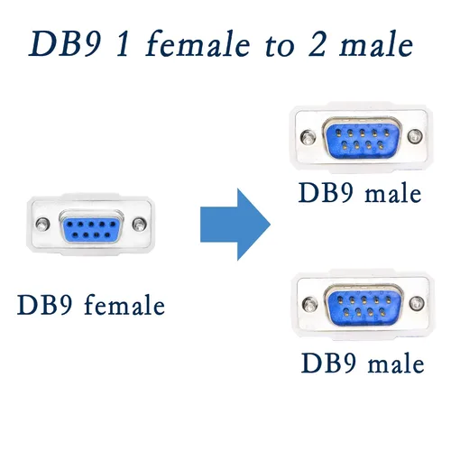 Vista 2 de Cable divisor DB9 Y de 11.8 in DB9 9 Pin 1 hembra ale a 2 macho Rs232 Serial Splitter Adaptador recto Cable YOUCHENG para conectar varios