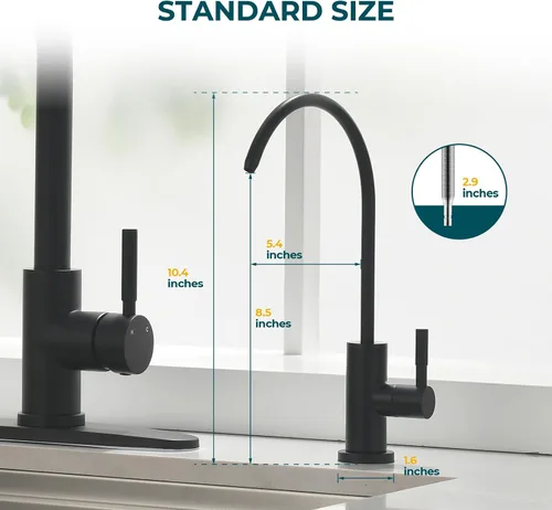 Vista 3 de Hiqufet Grifos de agua potable para fregadero de cocina, grifo de filtro de agua de acero inoxidable para ósmosis inversa o sistema de filtración