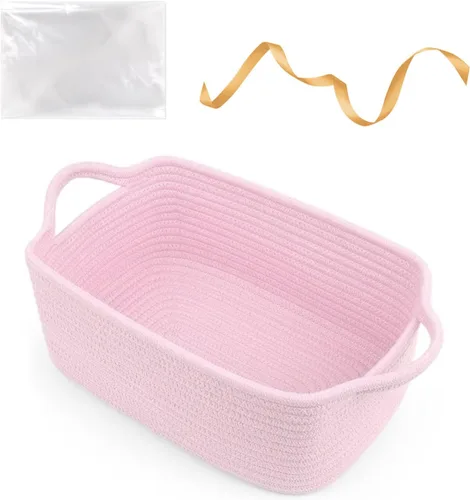 Vista 28 de Cestas de regalo grandes vacías para llenar, bonita canasta tejida para adolescentes, mujeres, baby shower, cubo de juguetes pequeño decorativo