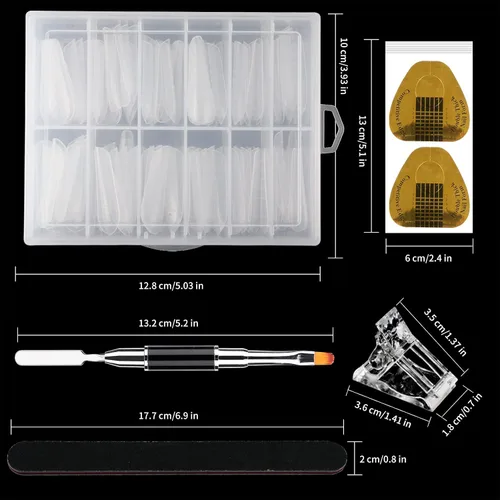 Vista 3 de LIONVISON Formas de uñas de poligel: 120 piezas de formas de uñas en forma de ataúd para gel constructor reutilizables – 12 tamaños de extensión