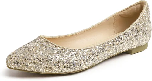 Vista 38 de FEVERSOLE Zapatos planos de ballet de patente para mujer, color macarrón colorido Beige