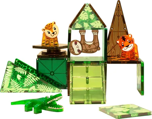 Vista 7 de MAGNA-TILES Jungle Animals - Juego de construcción magnética de 25 piezas, la marca original de construcción magnética