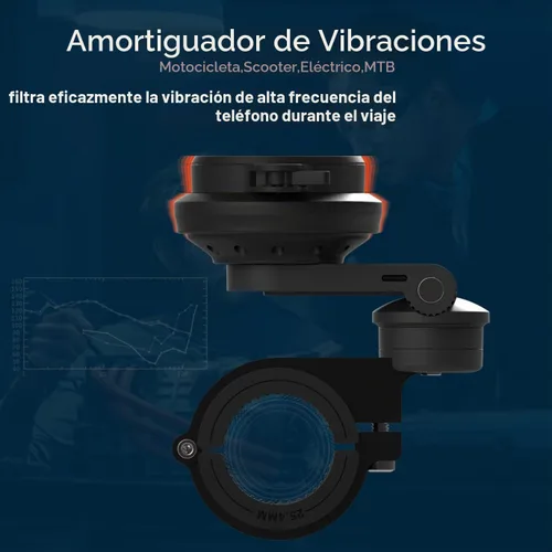 Vista 2 de Soporte de teléfono para motocicleta, soporte para teléfono celular con módulo amortiguador de vibraciones, soporte de manillar de bicicleta frontal