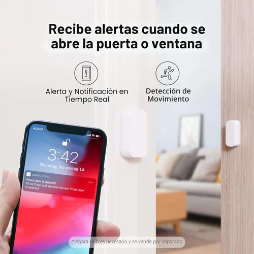 Vista 7 de Aqara - Sensor Zigbee de puerta y ventana, sensor de contacto inalámbrico, automatización del hogar, requiere Aqara Hub (no de terceros), conexión