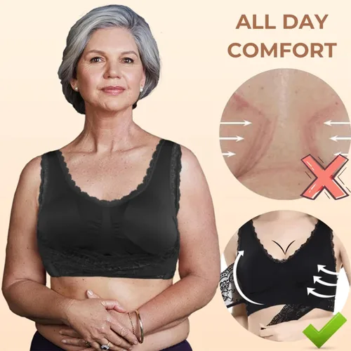 Vista 5 de Kendally - Brasier para mujeres mayores, cómodo brasier de corsé frontal con hebilla lateral, brasier de encaje Kendally