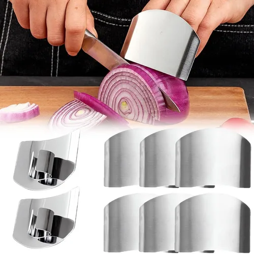 Vista 8 de Protector de dedos de acero inoxidable, 2025 nuevo protector de dedos para cortar alimentos, herramienta de rebanar protector de dedos para cocina