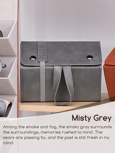 Vista 4 de Estuche organizador de lentes de sol para hombres y mujeres, plegable, para colgar, estuche de viaje, organizador de almacenamiento