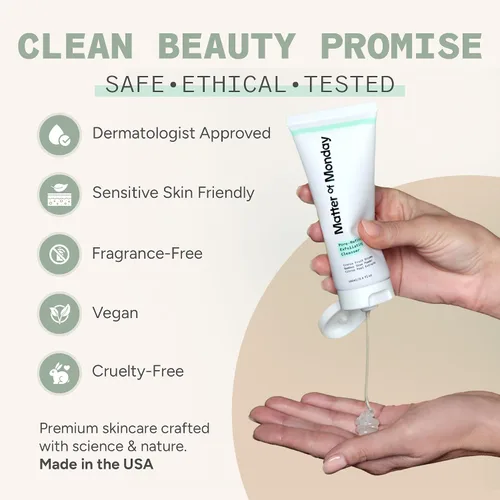 Vista 5 de Matter of Monday Lavado facial minimizador de poros - Limpiador exfoliante con enzimas de frutas y bambú - Limpiador facial diario para piel grasa
