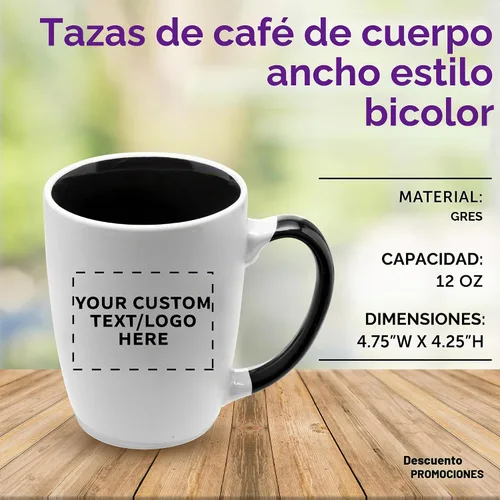 Vista 4 de DISCOUNT PROMOS Tazas de café personalizadas Java de dos tonos, 12 onzas, juego de 10/50/100 unidades personalizadas a granel para café, té