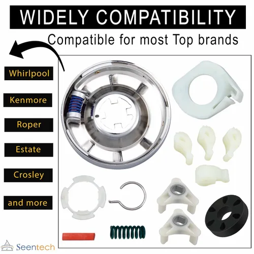 Vista 2 de Kit de acoplamiento de motor resistente 285753A, kit de embrague de lavadora 285785, perro agitador de lavadora 80040 de Seentech - Compatible
