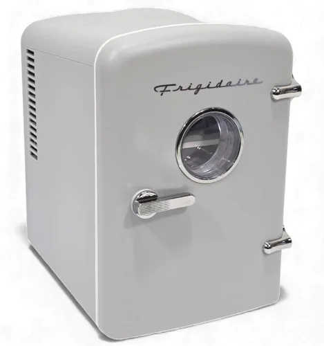 Vista 4 de Frigidaire Mini refrigerador personal retro EFMIS229-Moonbeam, de 6 latas/4L, incluye cable para el hogar y el coche de 12 V, capacidad de 4 litros