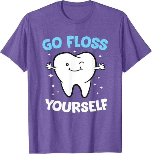 Vista 11 de Camiseta higienista dental, asistente dental, Go Floss Yourself dentista, Negro, S