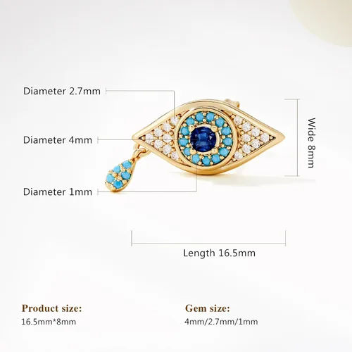 Vista 6 de Cicy Bell Womens Evil Eye 18k Gold Plated Earrings Cubic Zirconia Turquoise Stud Earrings for Gifts