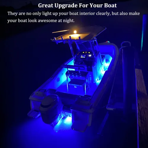 Vista 7 de Boaton Luces LED para pesca nocturna marina, luces interiores de cortesía para barco, sin necesidad de perforar, azul