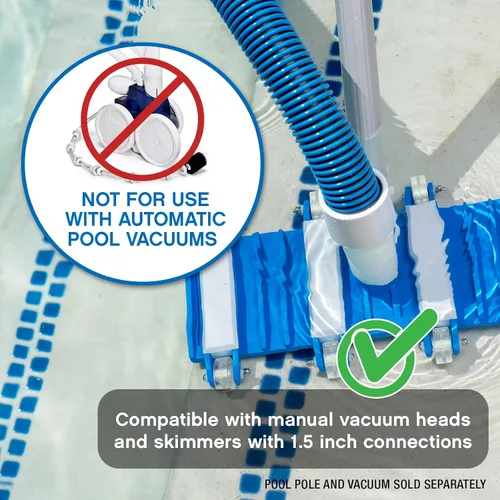 Vista 2 de Poolmaster Deluxe Manguera de aspiradora para piscina resistente a aplastamiento, con extremo giratorio, 1 1/2 pulgadas x 45 pies