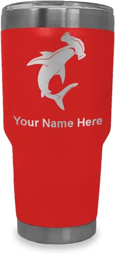 Vista 19 de LaserGram Vaso aislado al vacío de 20 onzas, tiburón martillo, grabado personalizado incluido (negro)