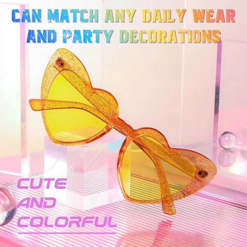 Vista 5 de FEISEDY Gafas de sol de corazón para mujer, gafas de sol de corazón rosa, gafas de sol de corazón rojo, gafas de moda en forma de corazón B2421-P