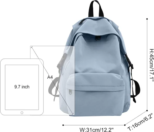 Vista 3 de Mochila escolar ligera para adolescentes y niñas, mochila de escuela secundaria para niños, escuela primaria, mochila para estudiantes, Azul