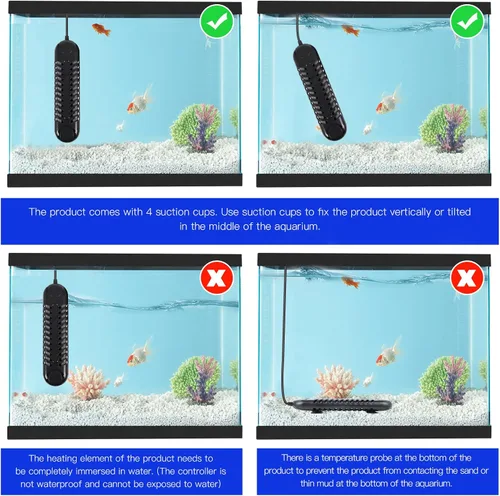 Vista 6 de Calentador de pecera. Calentador de acuario. Calentador de estanque pequeño. Calefacción de doble tubo de 800 W. 1200 W, ahorro de energía y ahorro