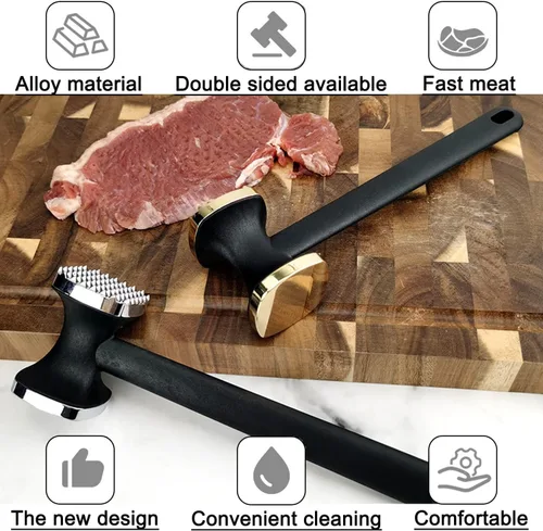 Vista 9 de Martillo manual para ablandar carne de cocina - Martillo manual resistente, Martillo para carne utilizado para bistec, pollo, pescado, Ablandador