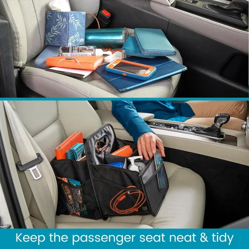 Vista 9 de High Road Organizador de coche con portavasos – Organizador de asiento delantero para conductores o organizador de asiento trasero para niños