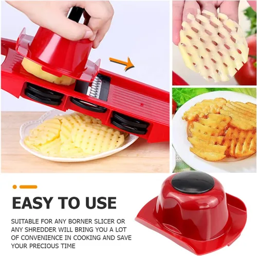 Vista 4 de DOERDO - Soporte de seguridad alimentaria para mandolina, cortador de alimentos, protector de dedos, protector de dedos para cortar verduras, rojo
