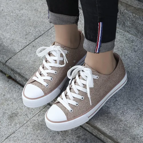 Vista 5 de ANQILA - Zapatos de lona con cordones para mujer, antideslizantes, de estilo informal y a la moda, zapatos ligeros, transpirables, de caña baja