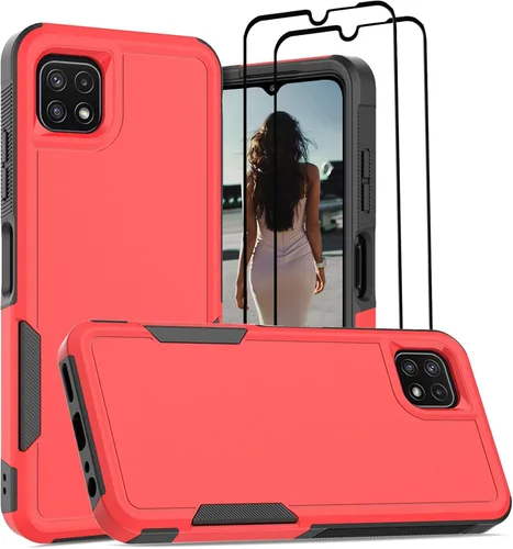 Vista 214 de Jeylly Compatible con Samsung Galaxy A22 5G Funda, Funda Samsung A22 5G con 2pcs protectores de pantalla de vidrio templado