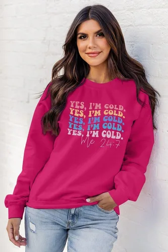 Vista 2 de JINTING Yes I'm Cold Me 247 - Sudadera para mujer con estampado de letras divertidas, cuello redondo, manga larga