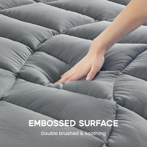 Vista 2 de Sonive - Protector de colchón tamaño Queen, cubrecolchón de hasta 21 pulgadas de profundidad Funda de colchón transpirable de microfibra suave Gris