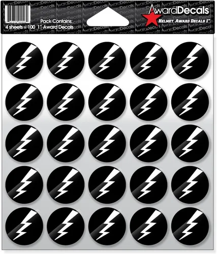 Vista 13 de Award Decals Juego de calcomanías de rayo (negro sobre transparente) (100 calcomanías de 1 pulgada), calcomanías originales Award Decals prémium
