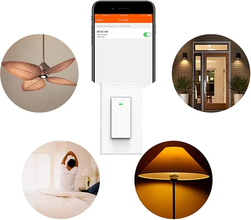 Vista 4 de Interruptor de luz inteligente, compatible con Alexa, Google Home, no requiere concentrador, WiFi inalámbrico para hogar inteligente, se ajusta