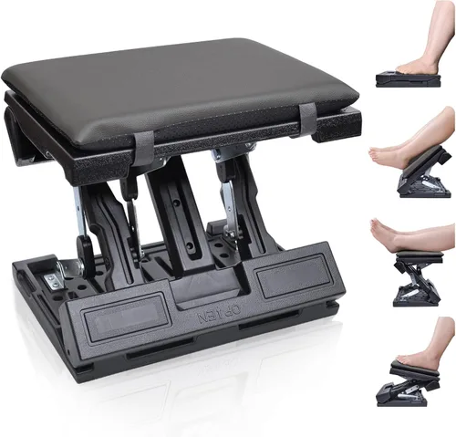 Vista 9 de Reposapiés ergonómico para debajo del escritorio en el trabajo, con altura y ángulo ajustables, taburete plegable con almohadilla extraíble cuentas