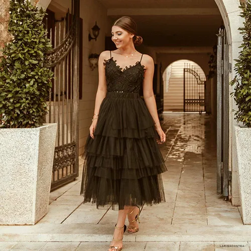Vista 5 de CHICWISH Falda midi de tul para mujer, color rosa nude, negro, escalonada, de malla escalonada, para ballet, fiesta de graduación, tutú, Nude pink